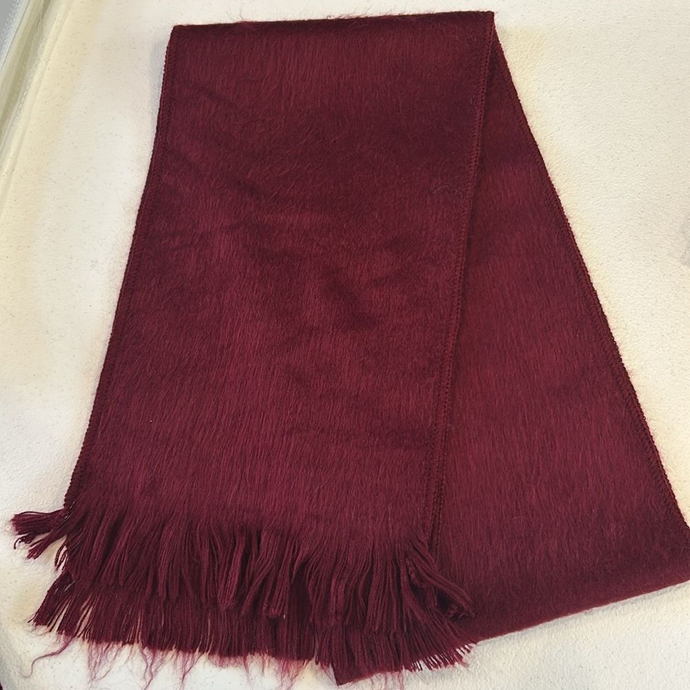 Plush Burgundy Fringe Scarf - Women's Accessory